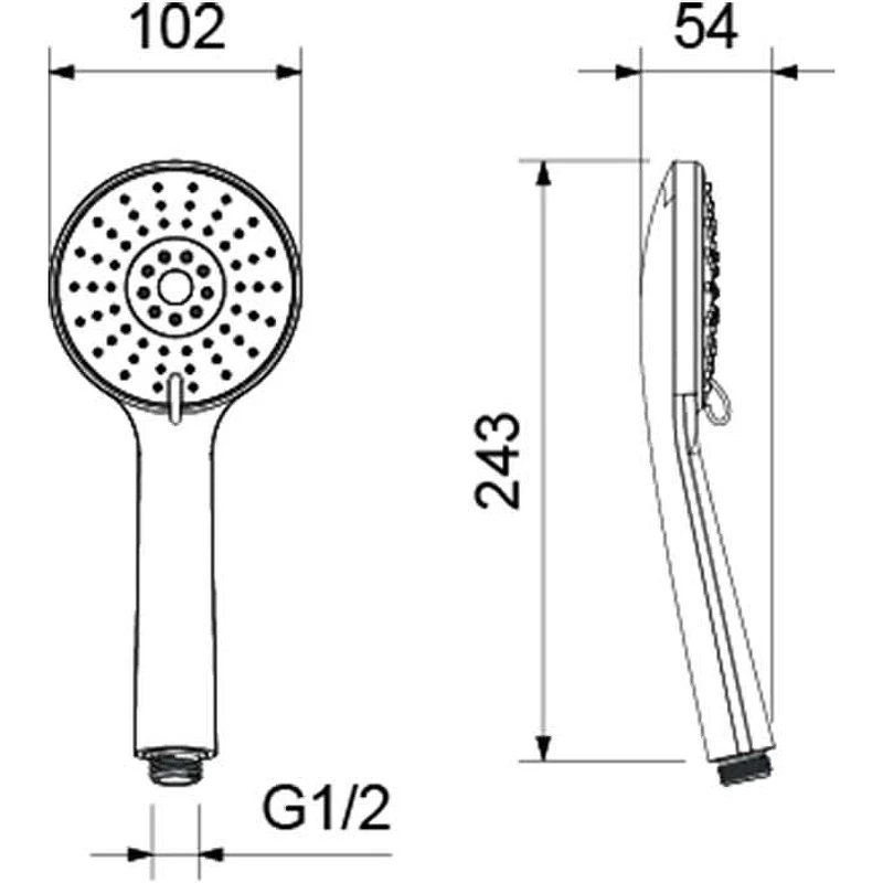 Ручной душ Aquatek Бетта 100 3 jet AQ2009MB Черный матовый
