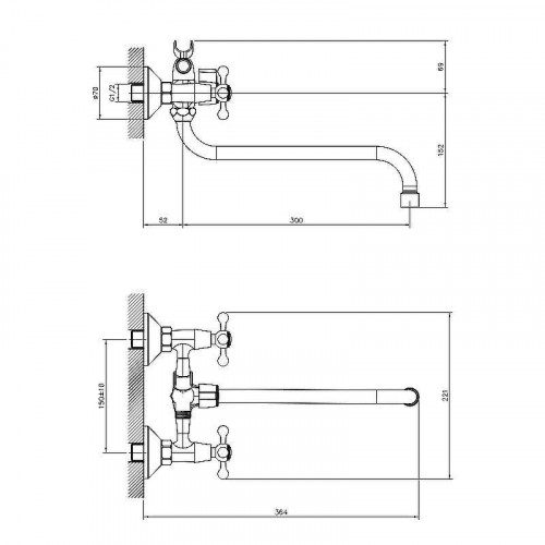 Смеситель для ванны Decoroom DR54045 универсальный Хром