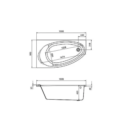 Акриловая ванна Roca Corfu 160x90 L 248573000 без гидромассажа