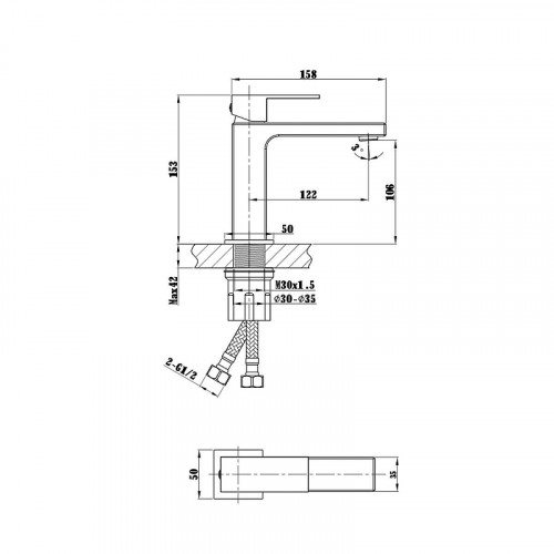 Смеситель для раковины Vincea Cube VBF-1C01BC цвет Брашированная медь