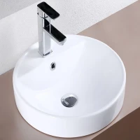 Раковина CeramaLux 46 7067A Белая фаянс накладная