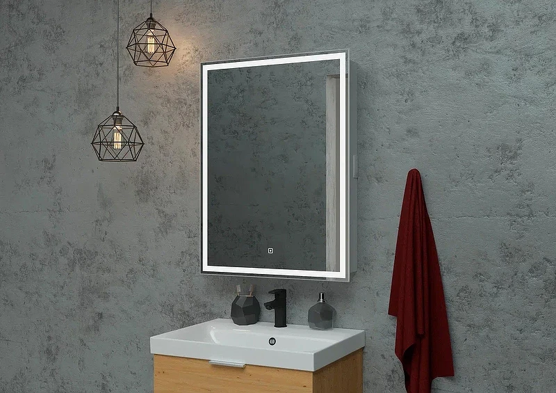 Зеркальный шкаф Континент Allure LED 55 L МВК002 с подсветкой Белый МДФ / ЛДСП, стекло