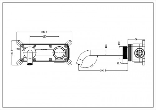 Смеситель для раковины Boheme Tech 158/2-CB цвет Брашированная медь