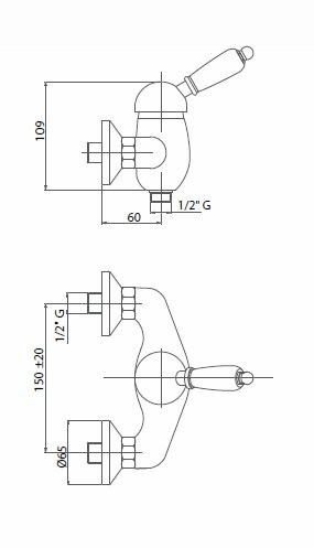 Смеситель для душа Cezares Giubileo GIUBILEO-DM-01 Хром латунь на стену