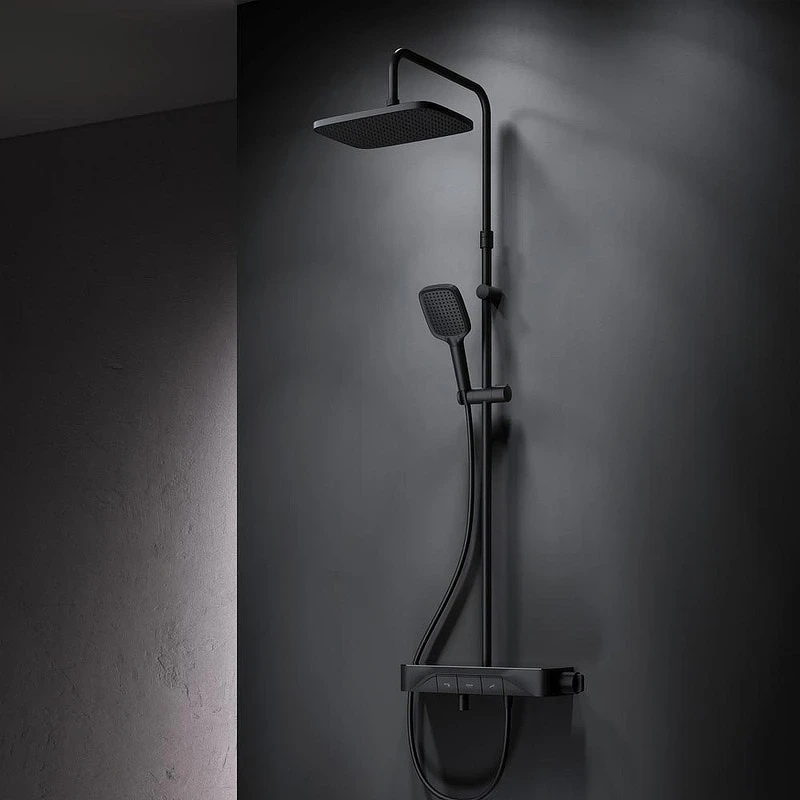 Душевая система AM.PM Func F078F322 с термостатом Черная матовая латунь на стену