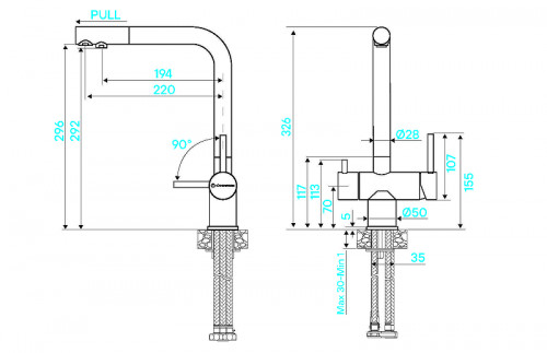 Смеситель для кухни KUCHENSTERN FOKUS-FS 401GL40 цвет Золото