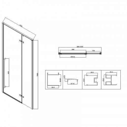 Душевой уголок Vincea Slim-N 100x100 VSR-5SN1010CLGM профиль Вороненая сталь стекло прозрачное
