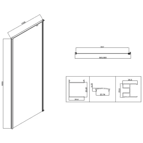 Душевой уголок Vincea Slim-N 100x100 VSR-5SN1010CLGM профиль Вороненая сталь стекло прозрачное
