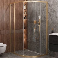 Душевой уголок Cezares Molveno 120x90 MOLVENO-RH-1-120/90-C-BORO-IV профиль Брашированное золото стекло прозрачное