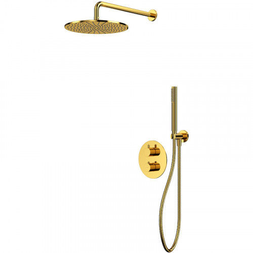 Душевая система Whitecross Y gold YSET08GL с термостатом Золото латунь встраиваемый