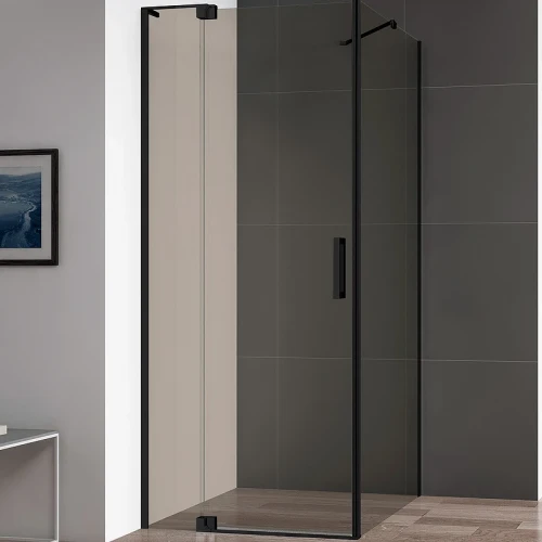 Душевой уголок Cezares Slider 80x100 SLIDER-AH-1-100-70/80-BR-NERO профиль Черный матовый стекло бронзовое
