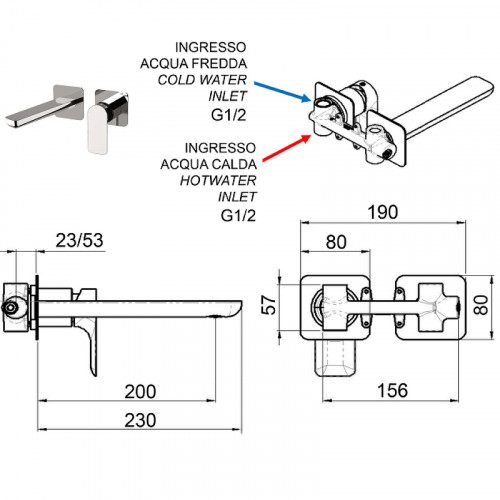 Смеситель для раковины Remer Infinity I15PLNO Черный матовый латунь встраиваемый