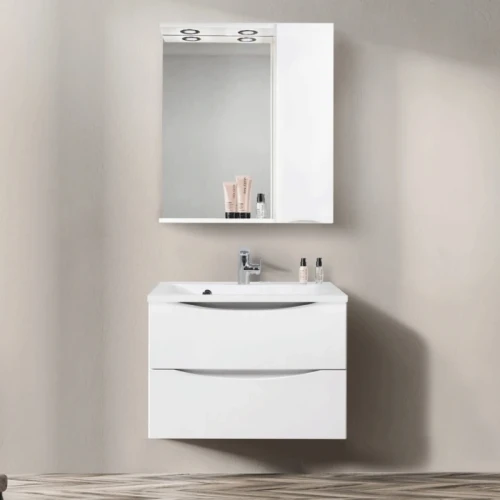 Зеркало со шкафом BelBagno MARINO-SPC-900/750-1A-BL-P-R 90 с подсветкой Bianco Lucido МДФ / ЛДСП