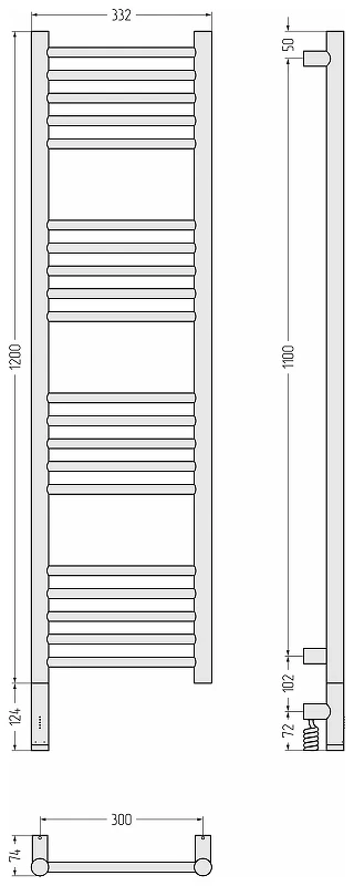 Электрический полотенцесушитель Сунержа Богема 3.1 прямая 120x30 071-6004-1230 цвет Сатин