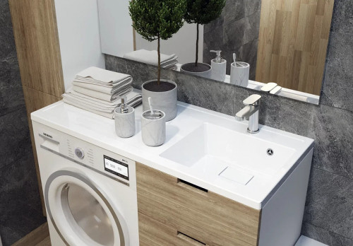 Раковина Paola Magenta 110 R с местом под стиральную машину Белая глянцевая