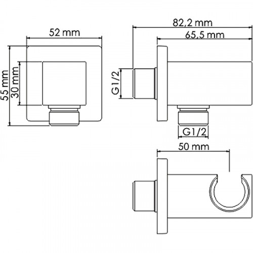 Шланговое подключение WasserKRAFT Aisch A184 Золото матовое латунь на стену