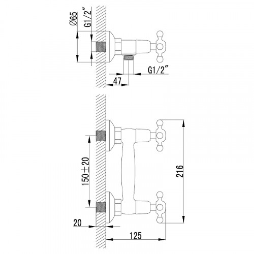 Смеситель для душа Lemark Vintage LM2803B Бронза латунь на стену