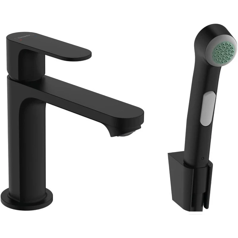 Смеситель для раковины Hansgrohe Rebris S 72215670 с гигиеническим душем Черный матовый латунь