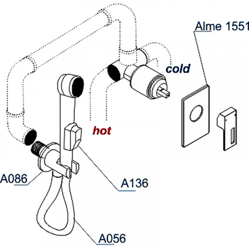 Гигиенический душ со смесителем WasserKRAFT Alme A15156 Хром латунь на стену