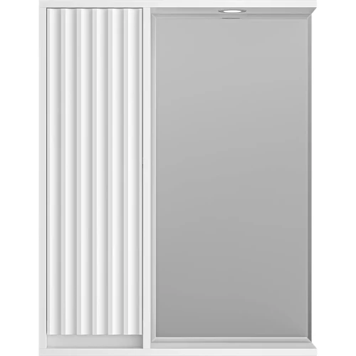 Зеркало со шкафом Brevita Balaton 65 L BAL-04065-01-Л с подсветкой Белое матовое МДФ / ЛДСП, стекло