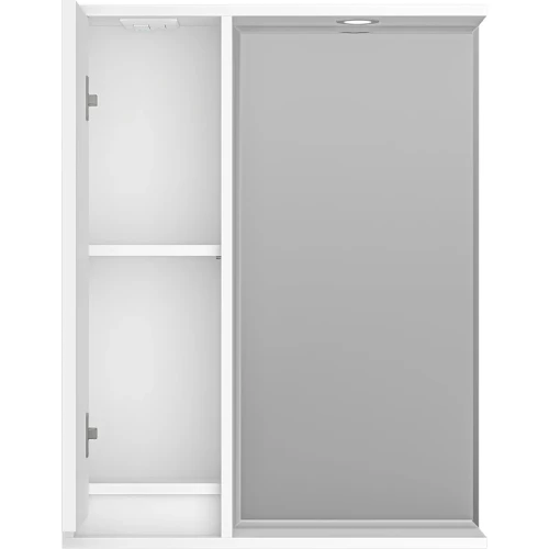 Зеркало со шкафом Brevita Balaton 65 L BAL-04065-01-Л с подсветкой Белое матовое МДФ / ЛДСП, стекло