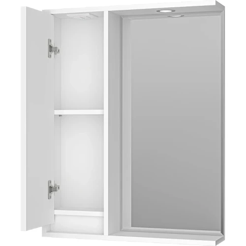 Зеркало со шкафом Brevita Balaton 65 L BAL-04065-01-Л с подсветкой Белое матовое МДФ / ЛДСП, стекло