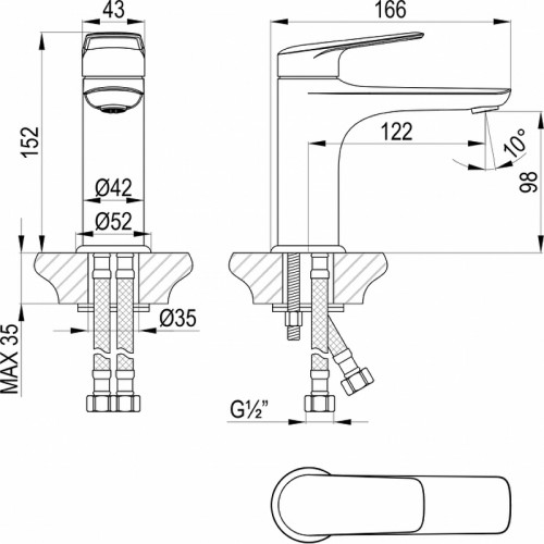 Смеситель для раковины Lemark Verba LM11406C цвет Хром