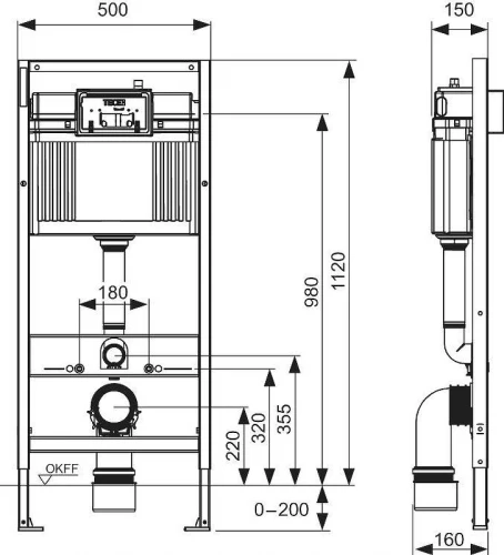 Комплект унитаза биде с инсталляцией Tece Base TC412343601 с сиденьем Микролифт и клавишей смыва цвет Хром