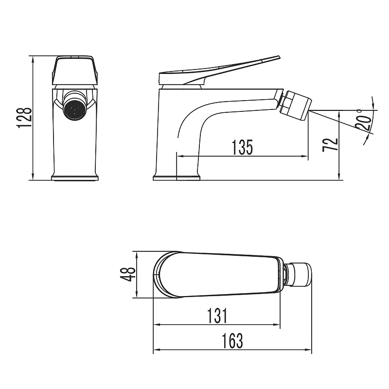 Смеситель для биде Lemark Bronx LM3708BL Черный латунь