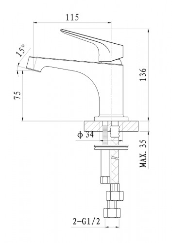 Смеситель для раковины Wonzon &amp; Woghand Balance WW-051121-CR/L цвет Хром