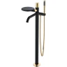 Смеситель для ванны Boheme Stick 129-BG Черный матовый Золото латунь на пол