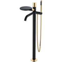 Смеситель для ванны Boheme Stick 129-BG Черный матовый Золото латунь на пол