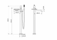 Смеситель для ванны Boheme Stick 129-BG Черный матовый Золото латунь на пол