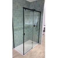 Душевой уголок Ceruttispa Marbella 120B 120x80 R 7910 профиль Черный стекло прозрачное