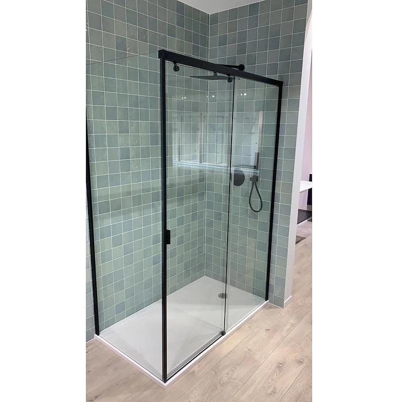 Душевой уголок Ceruttispa Marbella 120B 120x80 R 7910 профиль Черный стекло прозрачное