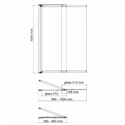 Шторка на ванну WasserKRAFT Dill 100 61S02-100 Fixed профиль Черный стекло прозрачное
