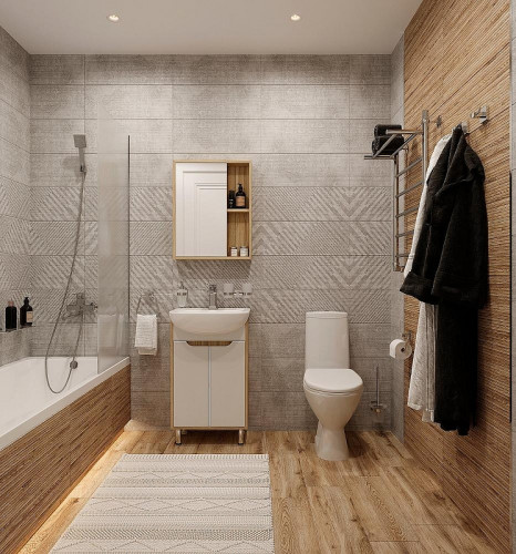 Тумба с раковиной DIWO Углич 50 цвет Белый Светлое дерево