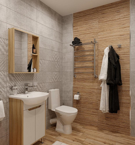 Тумба с раковиной DIWO Углич 50 цвет Белый Светлое дерево