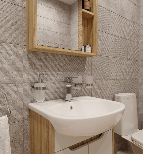 Тумба с раковиной DIWO Углич 50 цвет Белый Светлое дерево