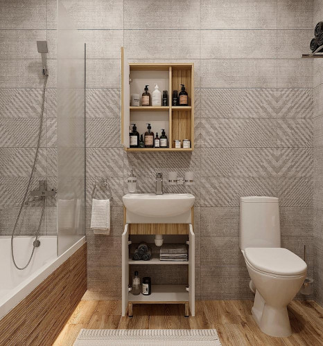 Тумба с раковиной DIWO Углич 50 цвет Белый Светлое дерево