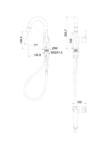 Смеситель для раковины Wonzon & Woghand WW-FE01L212-MB цвет Черный матовый