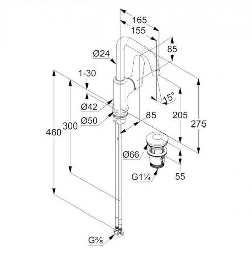 Смеситель для раковины Kludi X1 320270575 цвет Хром