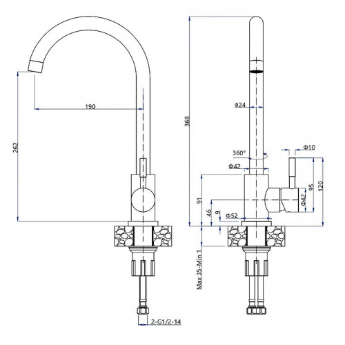 Смеситель для кухни GranFest Z-5410 цвет Нержавеющая сталь