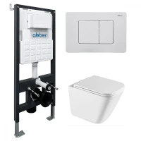 Комплект унитаза с инсталляцией Abber Rechteck AC1219TC-AC0105-AC0120MW цвет Белый с сиденьем Микролифт