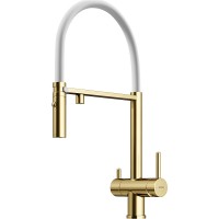 Смеситель для кухни Sancos Imola SC4010BG Золото брашированное Белый латунь