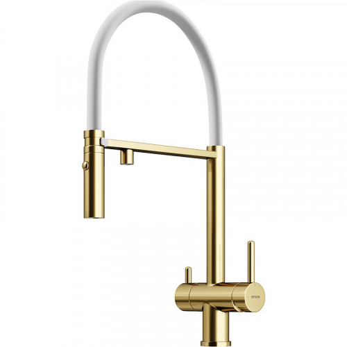 Смеситель для кухни Sancos Imola SC4010BG Золото брашированное Белый латунь