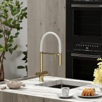 Смеситель для кухни Sancos Imola SC4010BG Золото брашированное Белый латунь