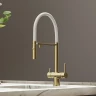 Смеситель для кухни Sancos Imola SC4010BG Золото брашированное Белый латунь