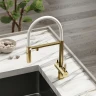 Смеситель для кухни Sancos Imola SC4010BG Золото брашированное Белый латунь