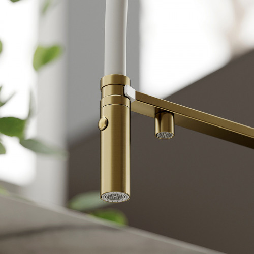 Смеситель для кухни Sancos Imola SC4010BG Золото брашированное Белый латунь